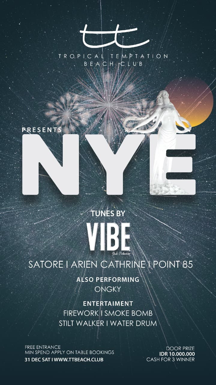 NYE Celebration at Tropical Temptation Beach Club with VIBE Bali Collective