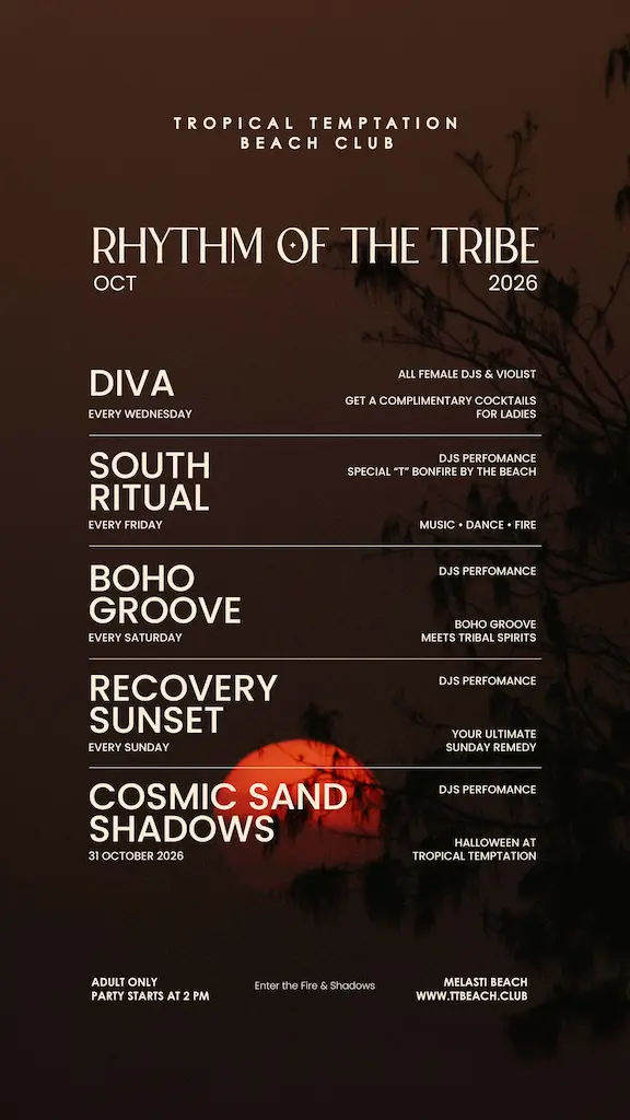 Rhythm of the Tribe events at Tropical Temptation Beach Club